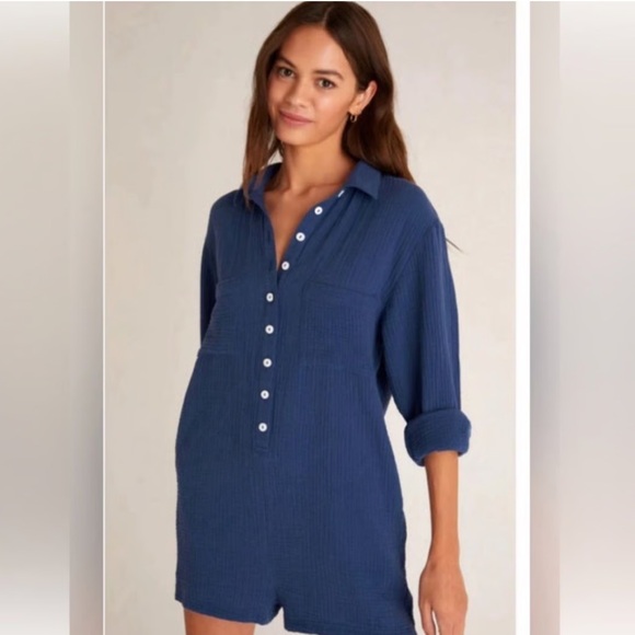 NWT Z Supply Maven Gauze Romper in Dark Indigo Size Small - Picture 3 of 13